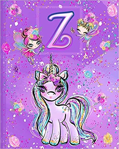 okumak Z: Unicorn Composition Notebook Wide Ruled | Monogrammed Initial Z