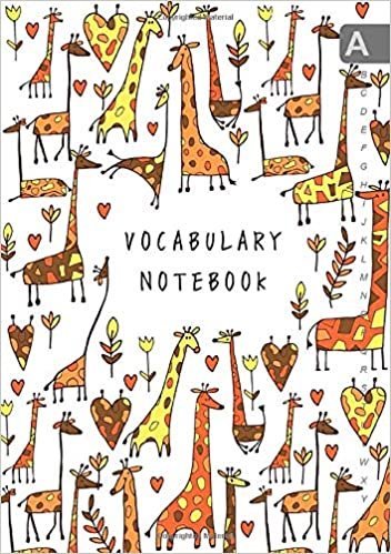 okumak Vocabulary Notebook: A5 Notebook 3 Columns Medium | A-Z Alphabetical Sections | Funny Drawing Giraffe Design White