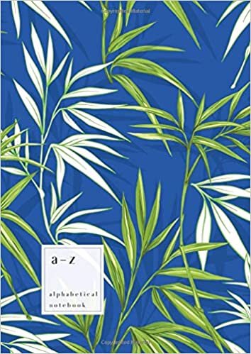 okumak A-Z Alphabetical Notebook: A4 Large Ruled-Journal with Alphabet Index | Stylish Bamboo Tree Cover Design | Blue