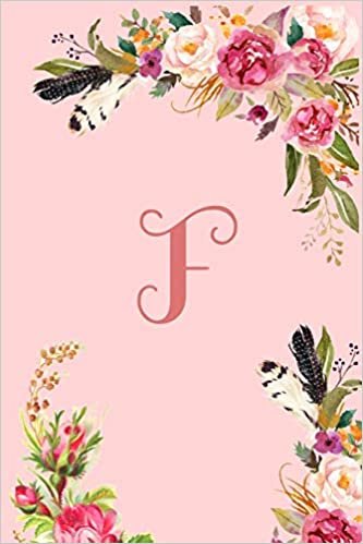 okumak Monogram Initial Letter F Notebook for Women and Girls: Pink Floral Notebook