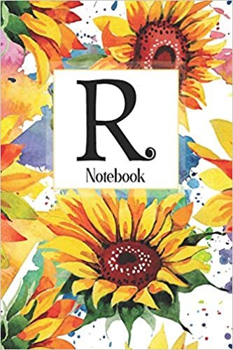 okumak R Notebook: Sunflower Notebook Journal: Monogram Initial R: Blank Lined and Dot Grid Paper with Interior Pages Decorated With More Sunflowers:Small Purse-Sized Notebook