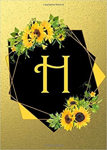okumak Letter H A4 Notebook: Golden Sunflowers Cover - Blank Lined Interior