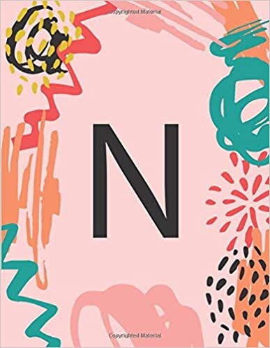 okumak N: Abstract Art Personalized Initial N Monogram Composition Notebook for Daily Notes - 110 Lined Pages (55 Sheets) - 8.5&quot;x11&quot;
