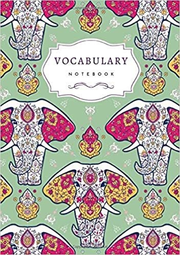 okumak Vocabulary Notebook: B5 Notebook 3 Columns Medium | A-Z Alphabetical Tabs Printed | Mandala-Decorated Elephant Design Green
