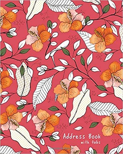 okumak Address Book with Tabs: 8x10 Large Contact Notebook Organizer | A-Z Alphabetical Tabs | Large Print | Stylish Hand-Drawn Floral Design Red