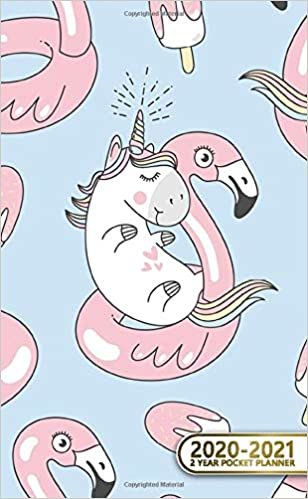 2020-2021 2 Year Pocket Planner: 2 Year Pocket Monthly Organizer & Calendar | Cute Two-Year (24 months) Agenda With Phone Book, Password Log and Notebook | Pretty Flamingo & Unicorn Print