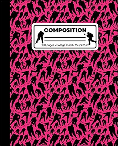 Composition: College Ruled Writing Notebook, Hot Pink Ice Hockey Pattern Marbled Blank Lined Book indir