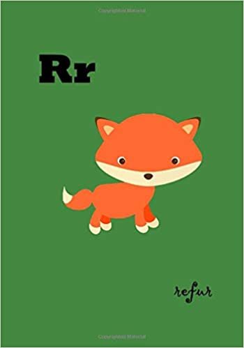 refur: fox, Retro vintage alphabet notebook journal composition book diary 100 pages lined 7 x 10 inches / 17.78 x 25.4 cm, Retro vintage stafróf, ... dagbók, 100 síður, 17,78 x 25,4 cm