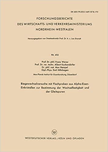 Biegewechselversuche mit Flachproben aus Alpha-Eisen-Einkristallen zur Bestimmung der Wechselfestigkeit und der Gleitspuren (Forschungsberichte des ... und Verkehrsministeriums Nordrhein-Westfalen)