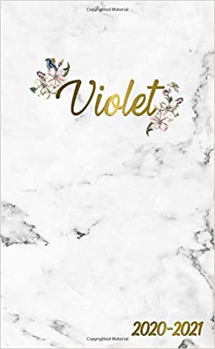 Violet 2020-2021: 2 Year Monthly Pocket Planner & Organizer with Phone Book, Password Log and Notes | 24 Months Agenda & Calendar | Marble & Gold Floral Personal Name Gift for Girls and Women