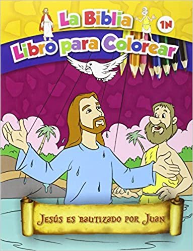Jesús es bautizado por Juan: La Biblia. Libro para colorear