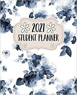2021 Student Planner: Weekly And Monthly Student Planner School Assignment Tracker, Undated Logbook, To-Do List Black Floral Themed indir