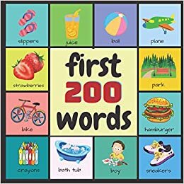 First 200 words: Kids Picture book ages 3-5 6-8 - learn words for toddlers - Let's Get Talking! indir