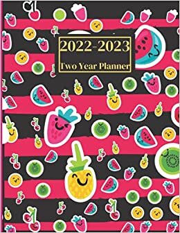 Two Year Planner: Fruit and Smile Pattern | 24 Months Agenda Planner with Holidays | Calendar Appointment Book | 8.5'' x 11'' Large Size