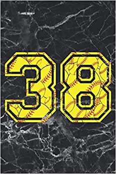 38 Journal: A Softball Jersey Number #38 Thirty Eight Notebook For Writing And Notes: For All Players, Coaches, Fans: Marble Yellow Red Ball Print