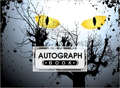 Autograph Book: Premium Halloween Cat Cover | Signatures Blank Scrapbook, Memorabilia Album Gift, Keepsake Memory Book, Size 8.25" x 6" By Irma Reimann