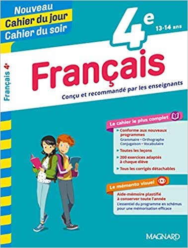 Cahier du jour / Cahier du soir - Français 4e (Jour soir Cahiers collège)