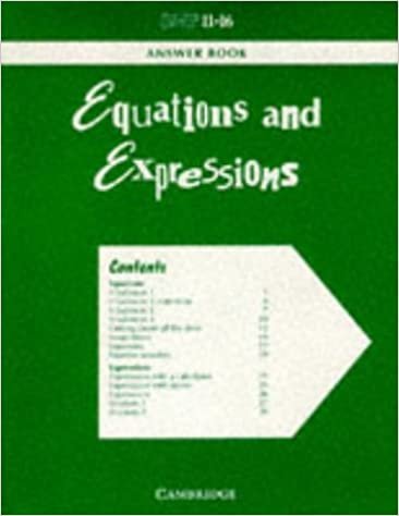 SMP 11-16 Equations and Expressions Answer Book Pack of 5 (School Mathematics Project 11-16) indir