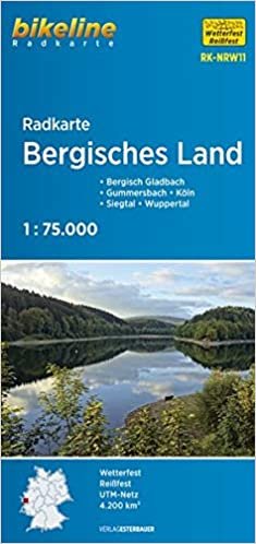 Radkarte Bergisches Land (RK-NRW11): Bergisch Gladbach – Gummersbach – Köln – Siegtal – Wuppertal. 1:75.000, wetterfest/reißfest, GPS-tauglich mit UTM-Netz (Bikeline Radkarte)