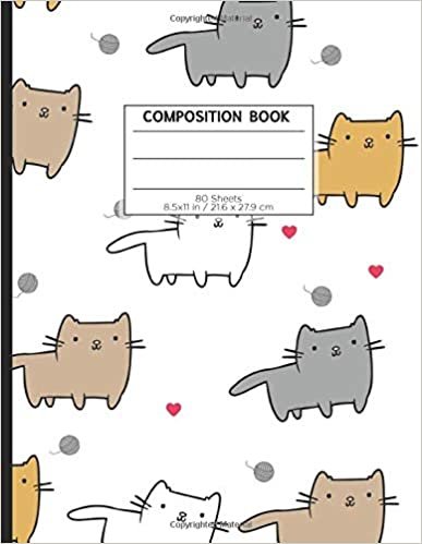 COMPOSITION BOOK 80 SHEETS 8.5x11 in / 21.6 x 27.9 cm: A4 Dotted Paper Notebook | "Meow Love" | Workbook for s Kids Students Boys | Notes School College | Grammar | Languages | Art