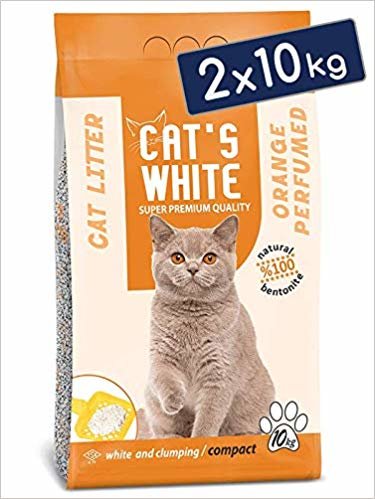 Cats White Portakal Kokulu Topaklaşan Doğal Bentonit Kedi Kumu 12 Lt 10 Kg (2 Adet) indir