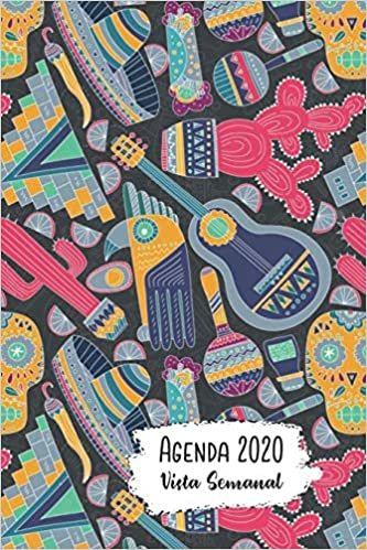 Agenda 2020 Vista Semanal: 12 Meses Programacion Semanal Calendario en Espanol Diseno Azteca