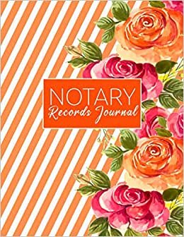 Notary Records Journal: Purple Stripe Floral Cover. Official Notary Journal | Public Notary Records Book | Notarial acts records events Log | Notary Template| Notary Receipt Book