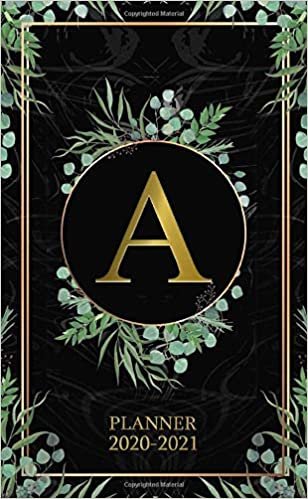 A 2020-2021 Planner: Tropical Floral Two Year 2020-2021 Monthly Pocket Planner | 24 Months Spread View Agenda With Notes, Holidays, Password Log & Contact List | Nifty Gold Monogram Initial Letter A indir