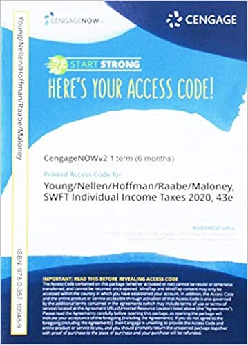CengageNOWv2 for Young/Nellen/Hoffman/Raabe/Maloney's South-Western Federal Taxation 2020: Individual Income Taxes, 1 term Printed Access Card