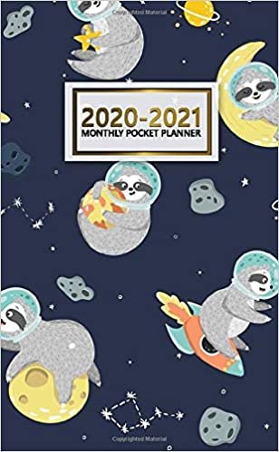 2020-2021 Monthly Pocket Planner: 2 Year Pocket Monthly Organizer & Calendar | Cute Two-Year (24 months) Agenda With Phone Book, Password Log and Notebook | Nifty Sloth Astronaut & Galaxy Print indir