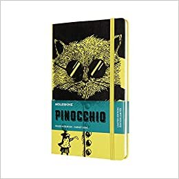 Moleskine - Limited Edition-Notizbuch, Pinocchio Limited Edition-Notizbuch, Katze, linierte Seiten, Großformat 13 x 21 cm, Farbe Strohgelb