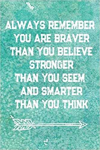 Always Remember You Are Braver Than You Believe Stronger Than You Seem And Smarter Than You Think: A Journal for Self Discovery with Positive Writing ... Peace and Happiness (Cute Watercolor Cover)