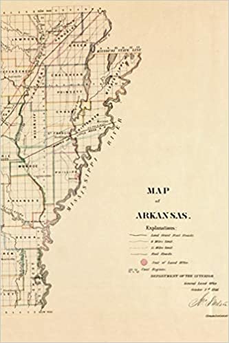 1866 Map of Arkansas - A Poetose Notebook / Journal / Diary (50 pages/25 sheets) (Poetose Notebooks) indir