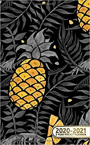 2020-2021 2 Year Pocket Planner: Cute Jungle Two-Year Monthly Pocket Planner and Organizer | 2 Year (24 Months) Agenda with Phone Book, Password Log & Notebook | Nifty Black & Gold Pineapple Pattern