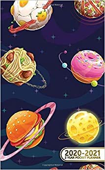 2020-2021 2 Year Pocket Planner: Cute Two-Year (24 Months) Monthly Pocket Planner & Agenda | 2 Year Organizer with Phone Book, Password Log & Notebook | Cute Burger & Donut Galaxy Print