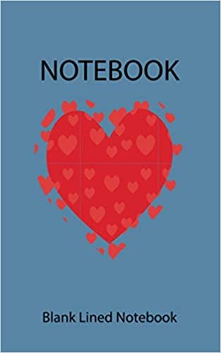 Blank Lined Notebook: Blank Line Notebook Journal - Big Red Heart and small on Dark Blue vintage color - 80 Pages - (5 x 8 inches)