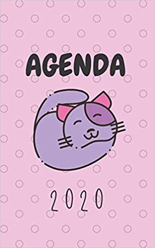 Agenda 2020: Agenda couverture girly chat, petit format de poche de janvier à décembre 2020, semainier 7 jours par double page, aperçu hebdomadaire et calendrier 2020, en français indir