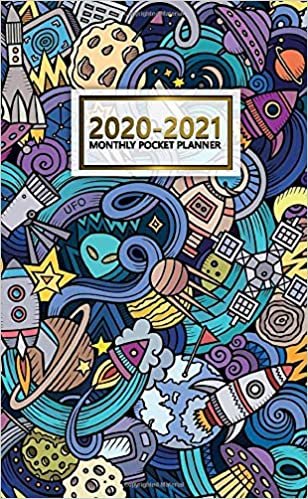 2020-2021 Monthly Pocket Planner: Pretty Two-Year Monthly Pocket Planner and Organizer | 2 Year (24 Months) Agenda with Phone Book, Password Log & Notebook | Nifty Cartoon Rockets & Astronauts indir