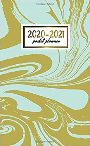 2020-2021 Pocket Planner: 2 Year Pocket Monthly Organizer & Calendar | Cute Two-Year (24 months) Agenda With Phone Book, Password Log and Notebook | Pretty Turquoise & Gold Ebru Marble