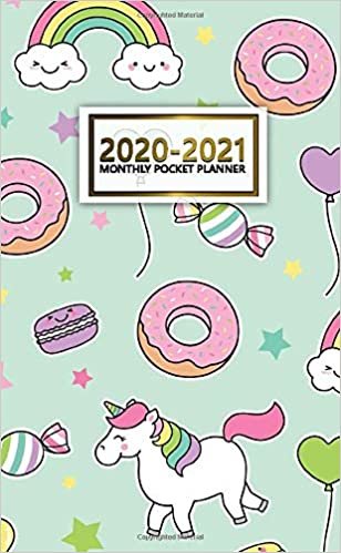 2020-2021 Pocket Planner: Cute Two-Year (24 Months) Monthly Pocket Planner & Agenda | 2 Year Organizer with Phone Book, Password Log & Notebook | Nifty Unicorn, Donut & Rainbow Pattern