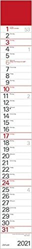 Streifenplaner Rot 2021: Streifenkalender mit Datumsschieber I schmal im Format: 11,4 x 89 cm indir