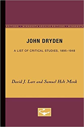 John Dryden: A List of Critical Studies, 1895-1948 (Minnesota Archive Editions)