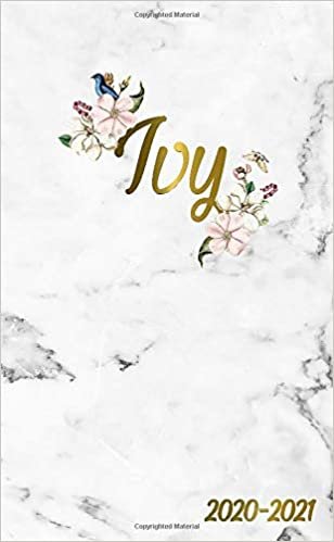 Ivy 2020-2021: 2 Year Monthly Pocket Planner & Organizer with Phone Book, Password Log and Notes | 24 Months Agenda & Calendar | Marble & Gold Floral Personal Name Gift for Girls and Women