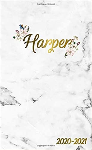 Harper 2020-2021: 2 Year Monthly Pocket Planner & Organizer with Phone Book, Password Log and Notes | 24 Months Agenda & Calendar | Marble & Gold Floral Personal Name Gift for Girls and Women
