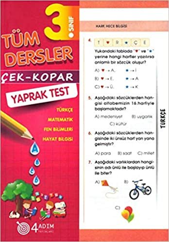 4 Adım 3. Sınıf Tüm Dersler Çek Kopar Yaprak Test: Türkçe - Matematik - Fen Bilgisi - Hayat Bilgisi indir