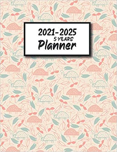 2021-2025 5 years Planner Nature Leaf soft color Pattern Themed Agenda Schedule organizer: 2021-2025 Five Year Large Planner Yearly Overview, Monthly ... Name, and Notes with 60 Months Calendar.