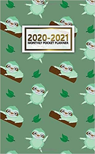 2020-2021 Monthly Pocket Planner: Pretty Two-Year Monthly Pocket Planner and Organizer | 2 Year (24 Months) Agenda with Phone Book, Password Log & Notebook | Nifty Green & Jungle Sloth Pattern indir