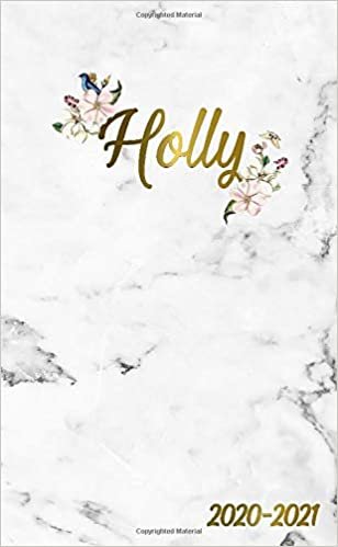 Holly 2020-2021: 2 Year Monthly Pocket Planner & Organizer with Phone Book, Password Log and Notes | 24 Months Agenda & Calendar | Marble & Gold Floral Personal Name Gift for Girls and Women