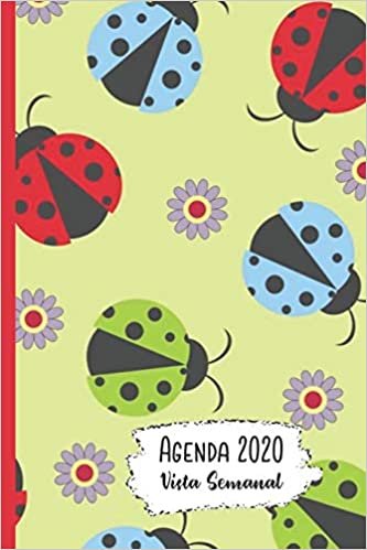 Agenda 2020 Vista Semanal: 12 Meses Programacion Semanal Calendario en Espanol Diseno Mariquita Rosa Azul Verde