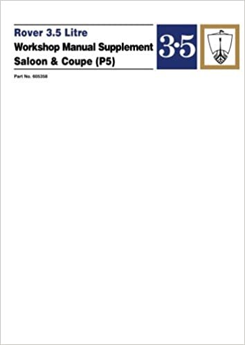 Rover 3.5 Litre Workshop Manual Supplement Saloon & Coupe (P5): Part No. 605358